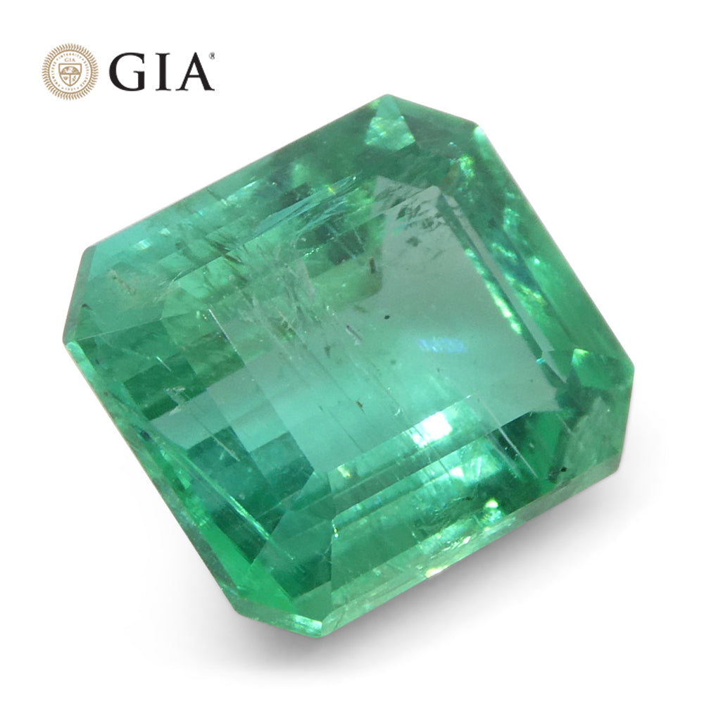 3.15ct Octagonal/Emerald Cut Green Emerald GIA Certified Zambia (F2) - Skyjems Wholesale Gemstones