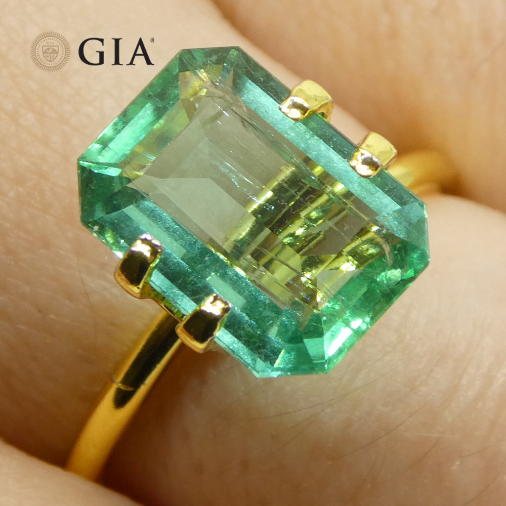 3.21ct Octagonal/Emerald Cut Green Emerald GIA Certified Zambia (F1) - Skyjems Wholesale Gemstones