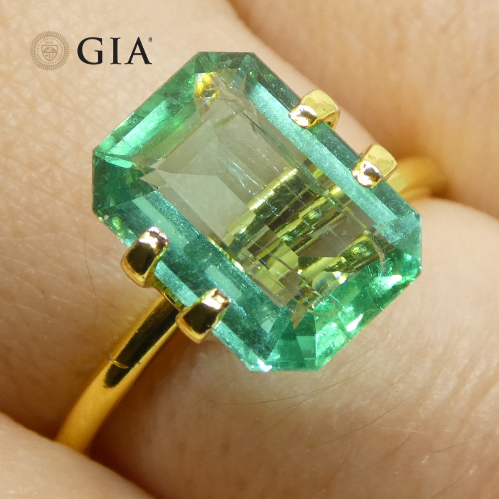 3.21ct Octagonal/Emerald Cut Green Emerald GIA Certified Zambia (F1) - Skyjems Wholesale Gemstones