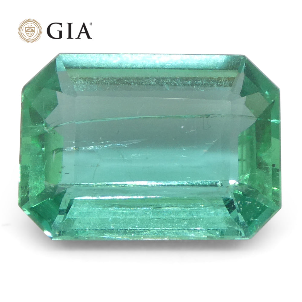 3.21ct Octagonal/Emerald Cut Green Emerald GIA Certified Zambia (F1) - Skyjems Wholesale Gemstones