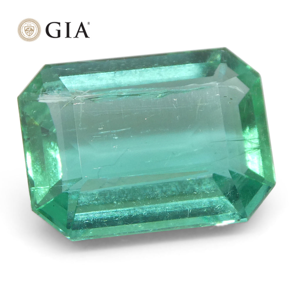 3.21ct Octagonal/Emerald Cut Green Emerald GIA Certified Zambia (F1) - Skyjems Wholesale Gemstones
