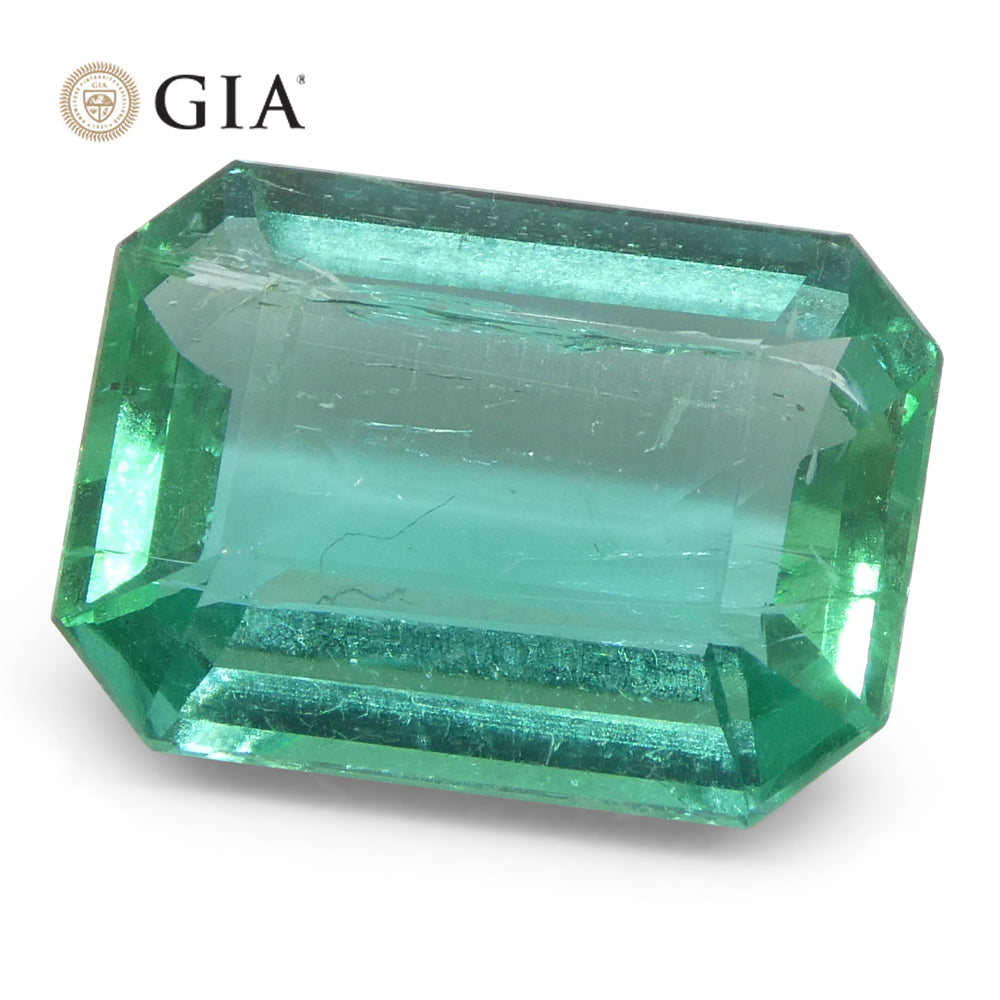 3.21ct Octagonal/Emerald Cut Green Emerald GIA Certified Zambia (F1) - Skyjems Wholesale Gemstones