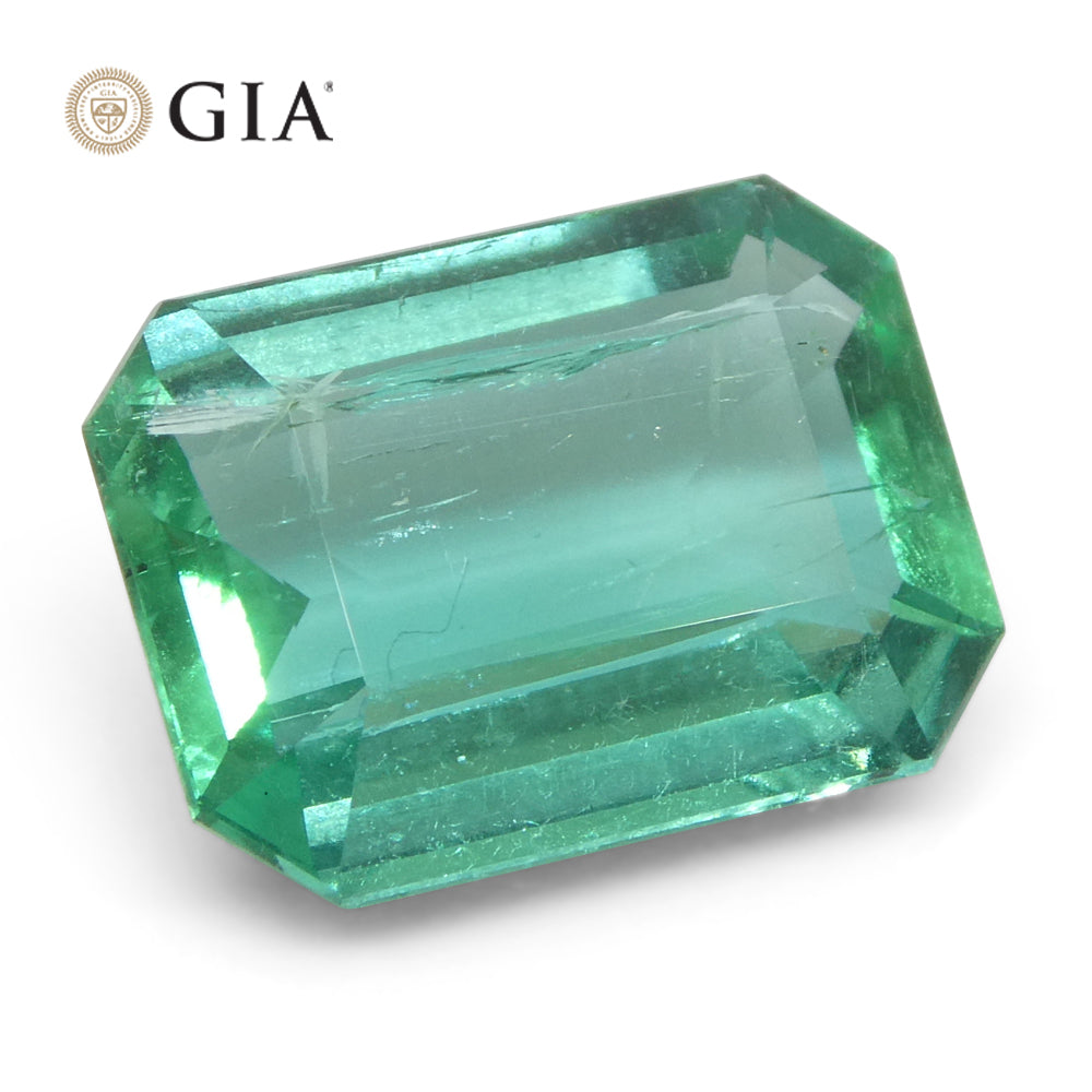 3.21ct Octagonal/Emerald Cut Green Emerald GIA Certified Zambia (F1) - Skyjems Wholesale Gemstones
