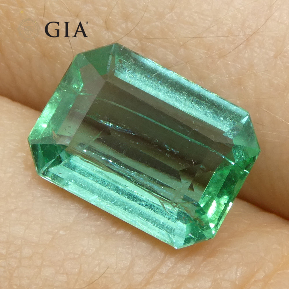 3.21ct Octagonal/Emerald Cut Green Emerald GIA Certified Zambia (F1) - Skyjems Wholesale Gemstones