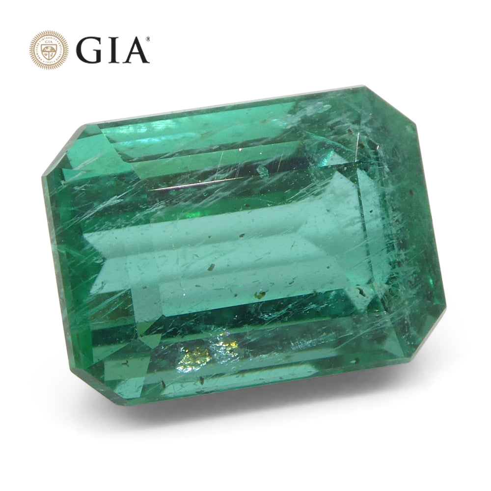 4.03ct Octagonal/Emerald Cut Green Emerald GIA Certified Zambia (F2) - Skyjems Wholesale Gemstones