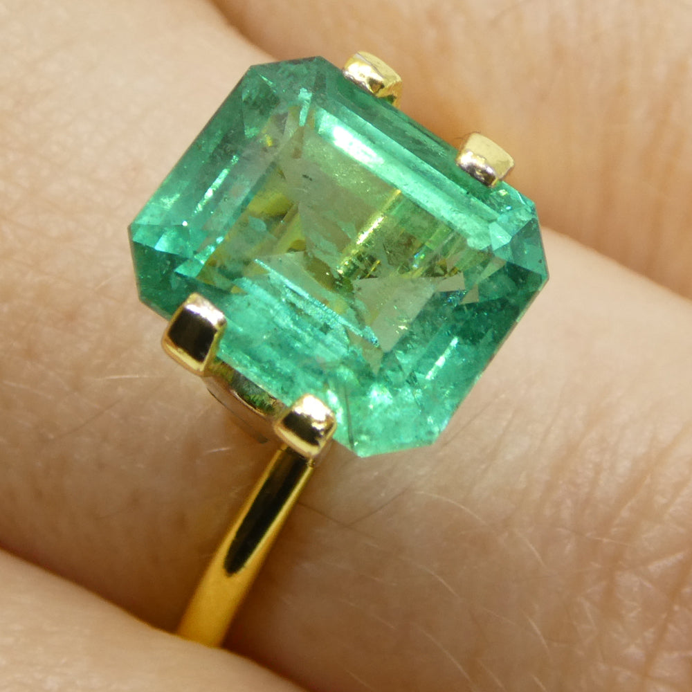 4.16ct Octagonal/Emerald Cut Green Emerald GIA Certified Zambia (F2) - Skyjems Wholesale Gemstones