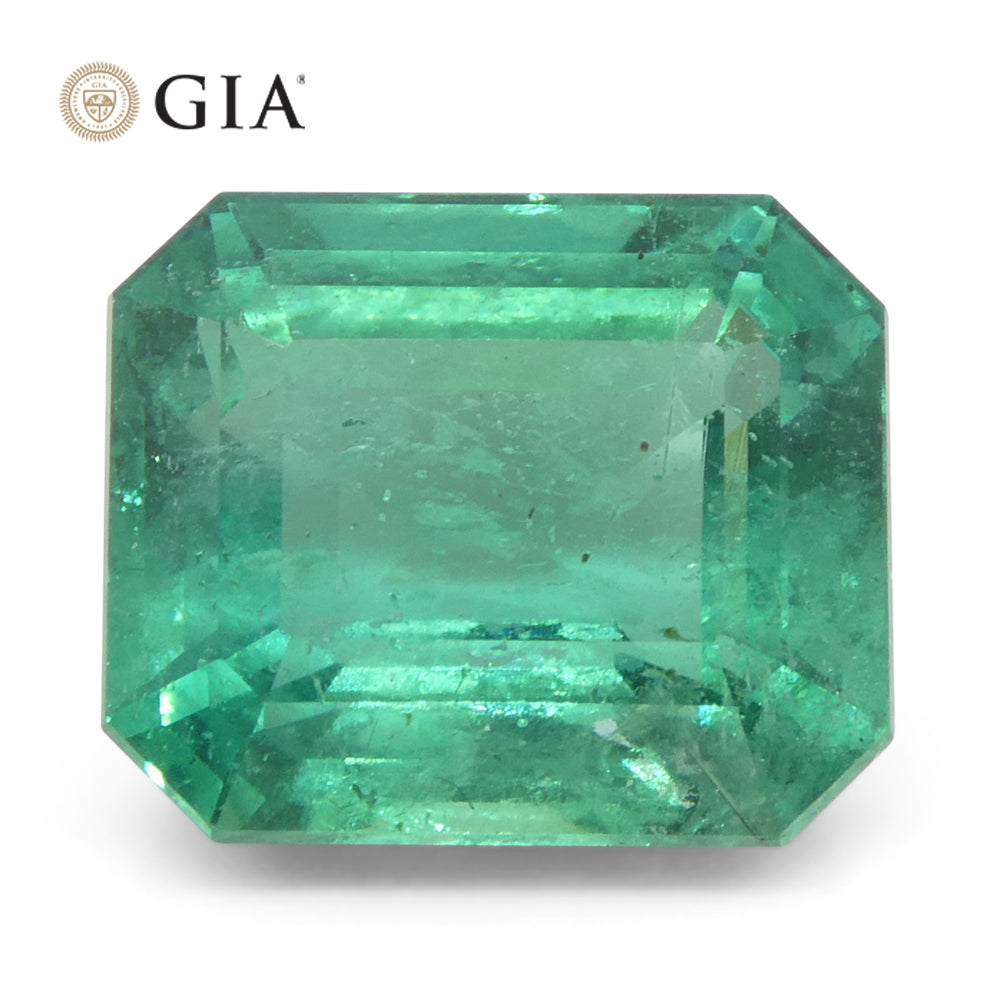 4.16ct Octagonal/Emerald Cut Green Emerald GIA Certified Zambia (F2) - Skyjems Wholesale Gemstones