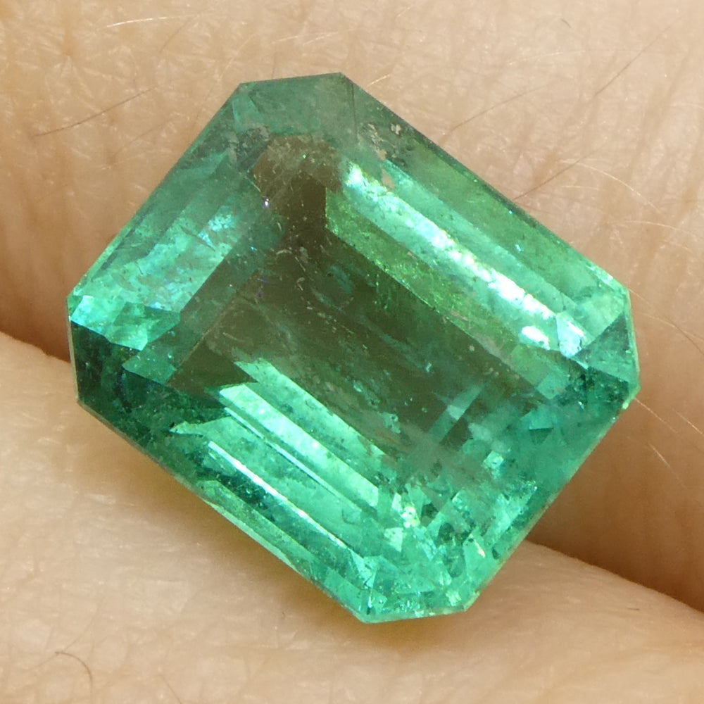 4.16ct Octagonal/Emerald Cut Green Emerald GIA Certified Zambia (F2) - Skyjems Wholesale Gemstones