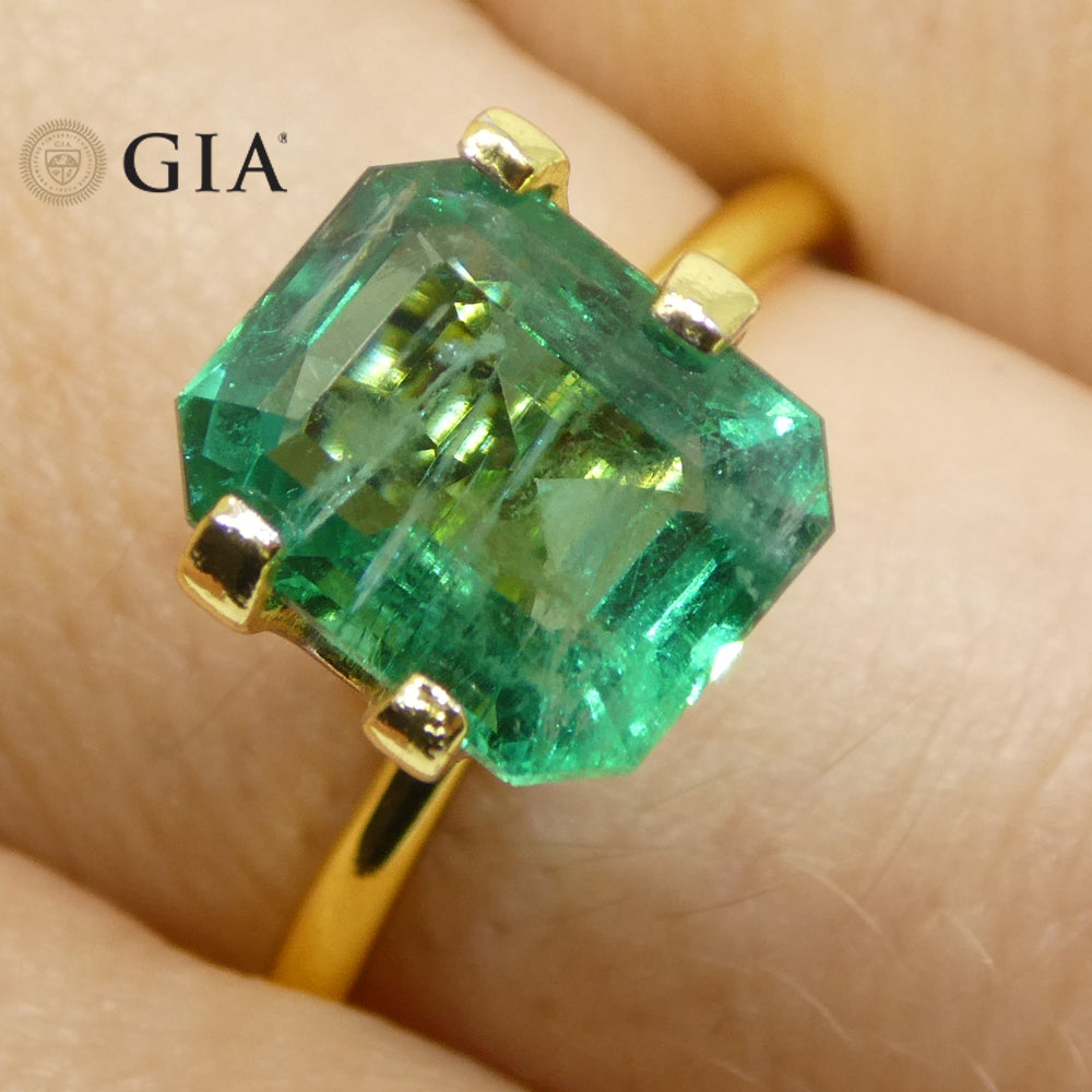 2.87ct Octagonal/Emerald Cut Green Emerald GIA Certified Zambia (F2) - Skyjems Wholesale Gemstones