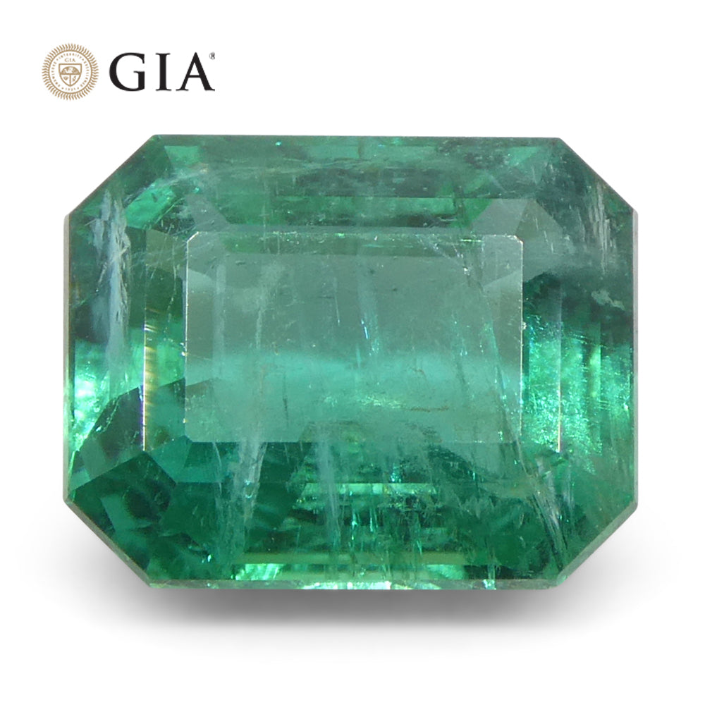 2.87ct Octagonal/Emerald Cut Green Emerald GIA Certified Zambia (F2) - Skyjems Wholesale Gemstones