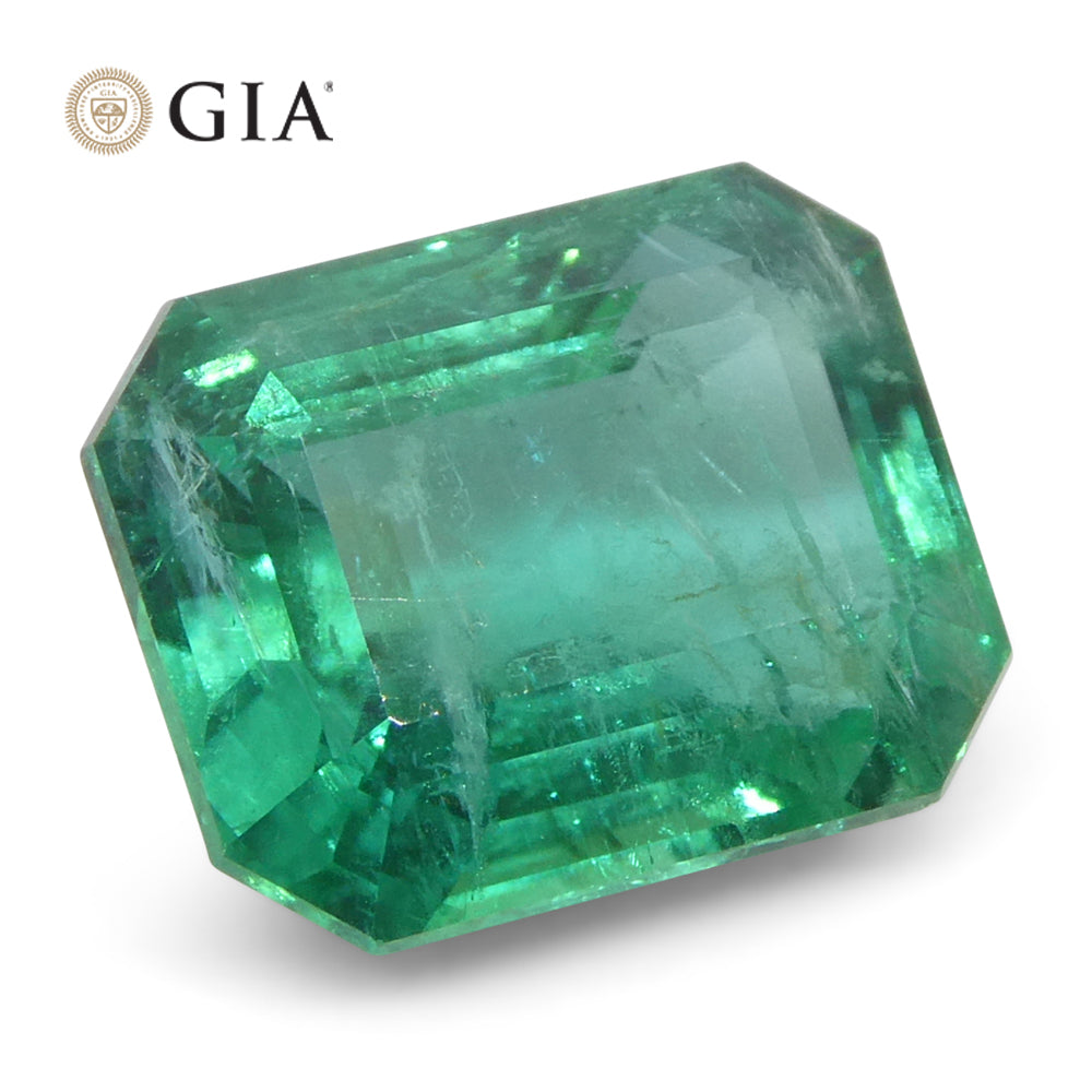 2.87ct Octagonal/Emerald Cut Green Emerald GIA Certified Zambia (F2) - Skyjems Wholesale Gemstones