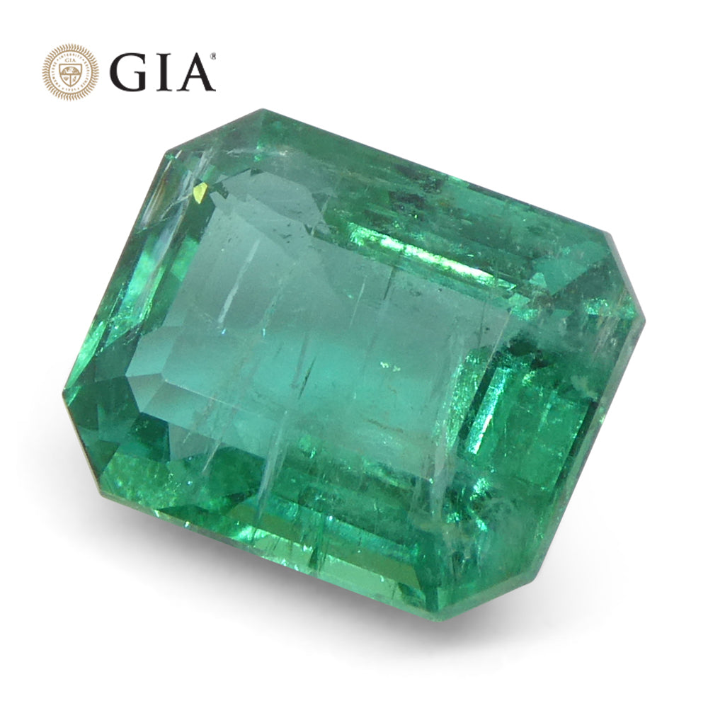 2.87ct Octagonal/Emerald Cut Green Emerald GIA Certified Zambia (F2) - Skyjems Wholesale Gemstones