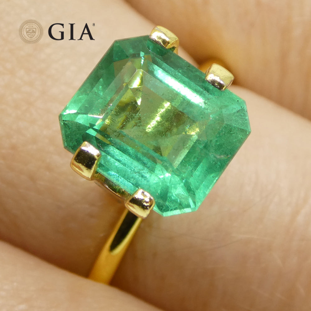 3.37ct Octagonal/Emerald Cut Green Emerald GIA Certified Zambia (F1) - Skyjems Wholesale Gemstones