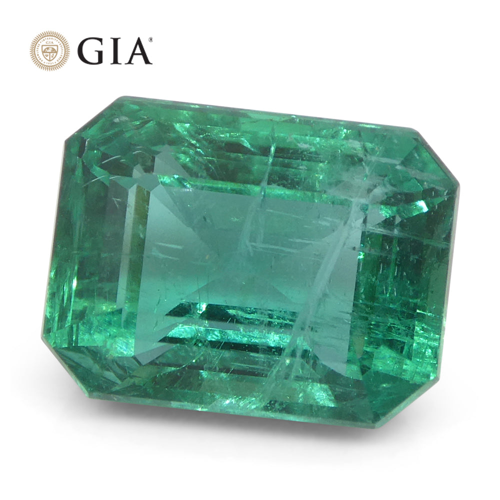 3.86ct Octagonal/Emerald Cut Green Emerald GIA Certified Zambia (F2) - Skyjems Wholesale Gemstones