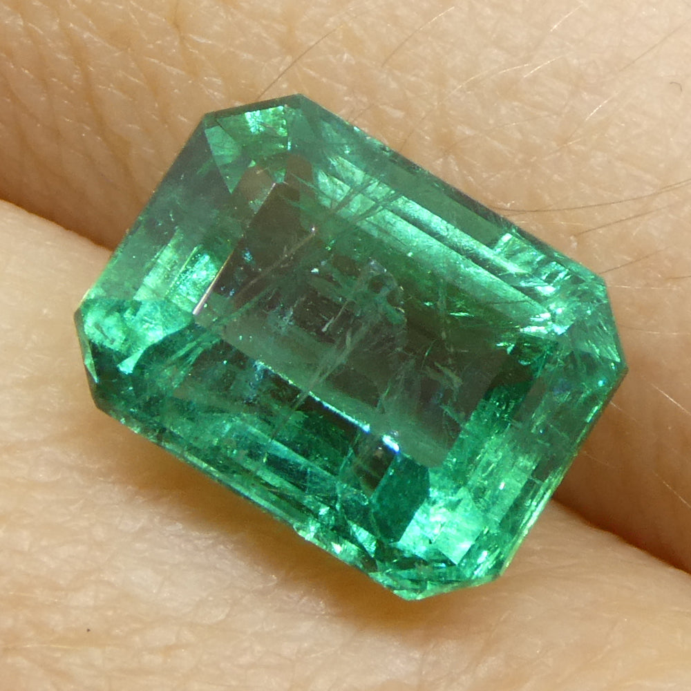 3.86ct Octagonal/Emerald Cut Green Emerald GIA Certified Zambia (F2) - Skyjems Wholesale Gemstones