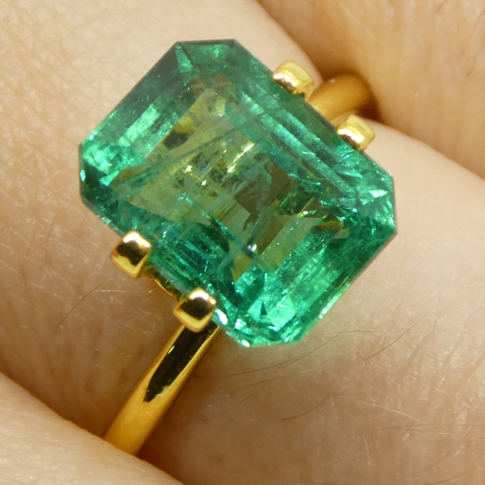 3.86ct Octagonal/Emerald Cut Green Emerald GIA Certified Zambia (F2) - Skyjems Wholesale Gemstones