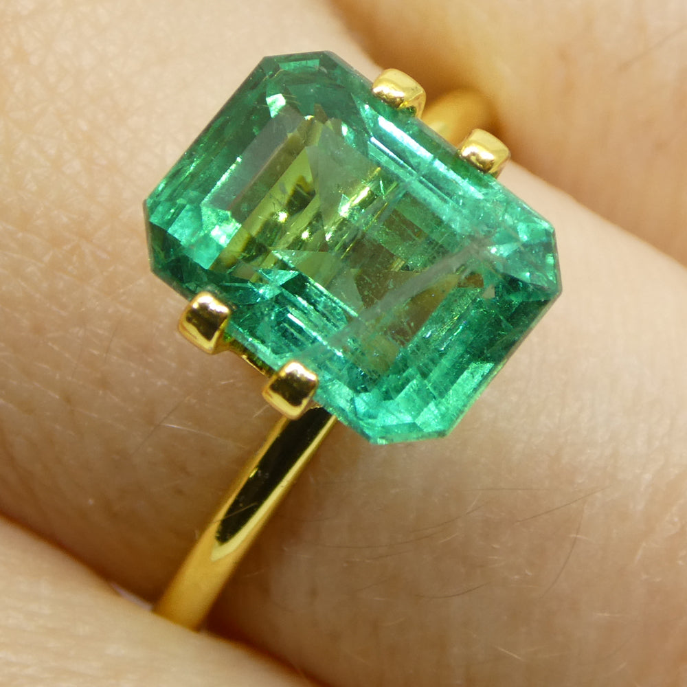 3.86ct Octagonal/Emerald Cut Green Emerald GIA Certified Zambia (F2) - Skyjems Wholesale Gemstones