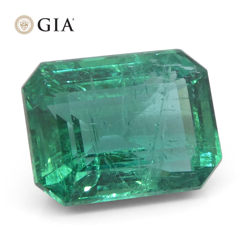 3.86ct Octagonal/Emerald Cut Green Emerald GIA Certified Zambia (F2) - Skyjems Wholesale Gemstones