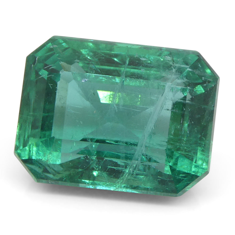 3.86ct Octagonal/Emerald Cut Green Emerald GIA Certified Zambia (F2) - Skyjems Wholesale Gemstones