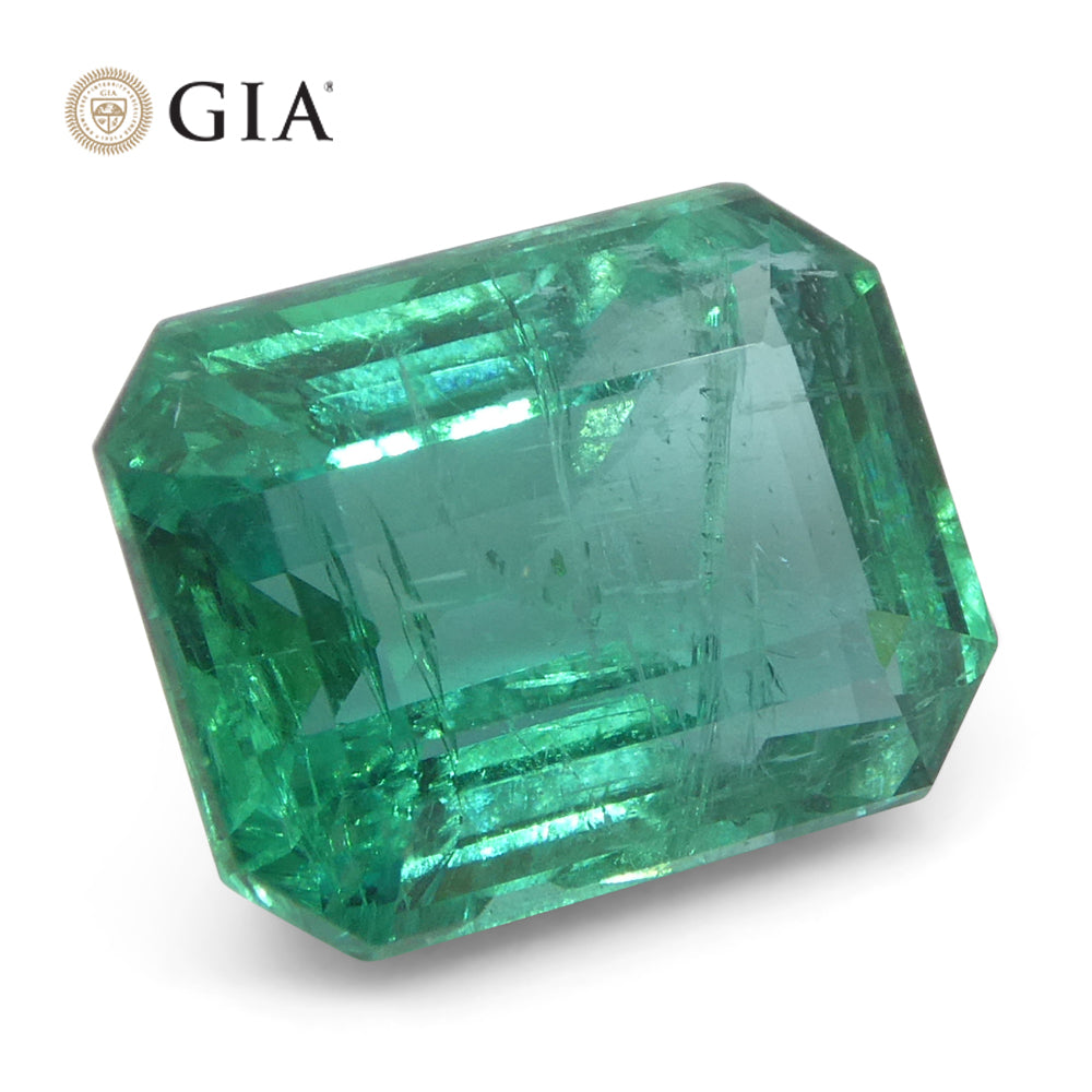 3.86ct Octagonal/Emerald Cut Green Emerald GIA Certified Zambia (F2) - Skyjems Wholesale Gemstones