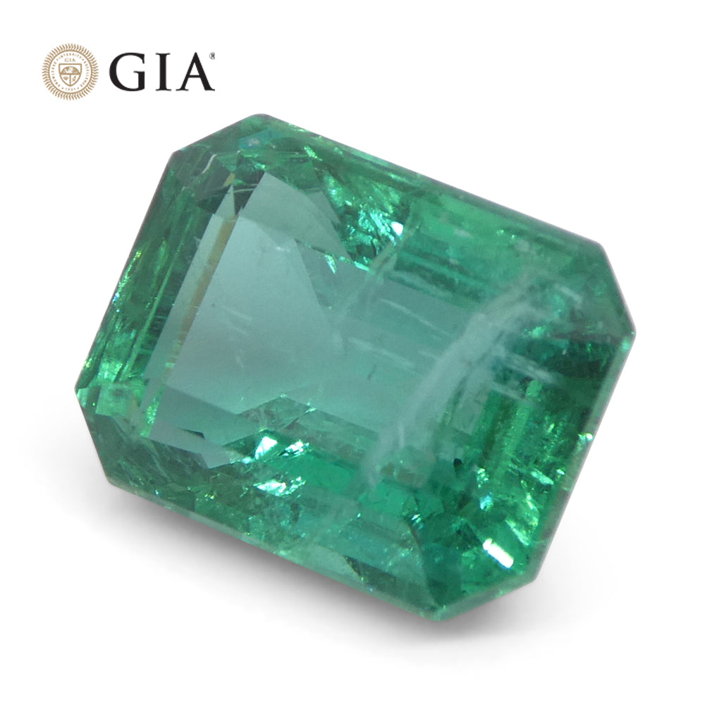 3.86ct Octagonal/Emerald Cut Green Emerald GIA Certified Zambia (F2) - Skyjems Wholesale Gemstones