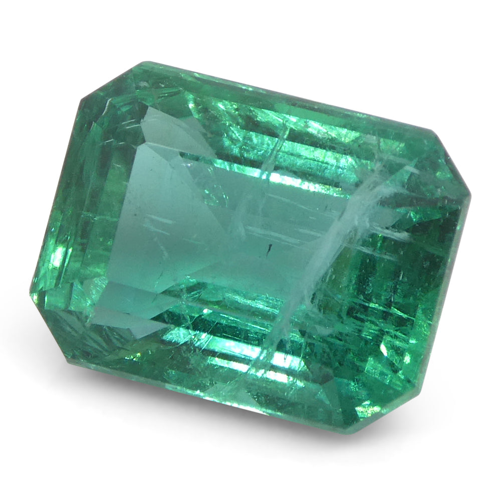 3.86ct Octagonal/Emerald Cut Green Emerald GIA Certified Zambia (F2) - Skyjems Wholesale Gemstones