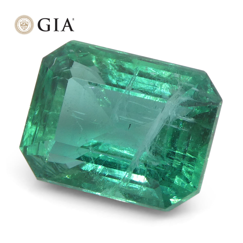 3.86ct Octagonal/Emerald Cut Green Emerald GIA Certified Zambia (F2) - Skyjems Wholesale Gemstones