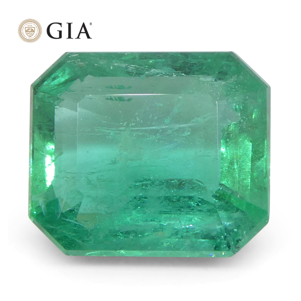 3.19ct Octagonal/Emerald Cut Green Emerald GIA Certified Zambia (F2) - Skyjems Wholesale Gemstones