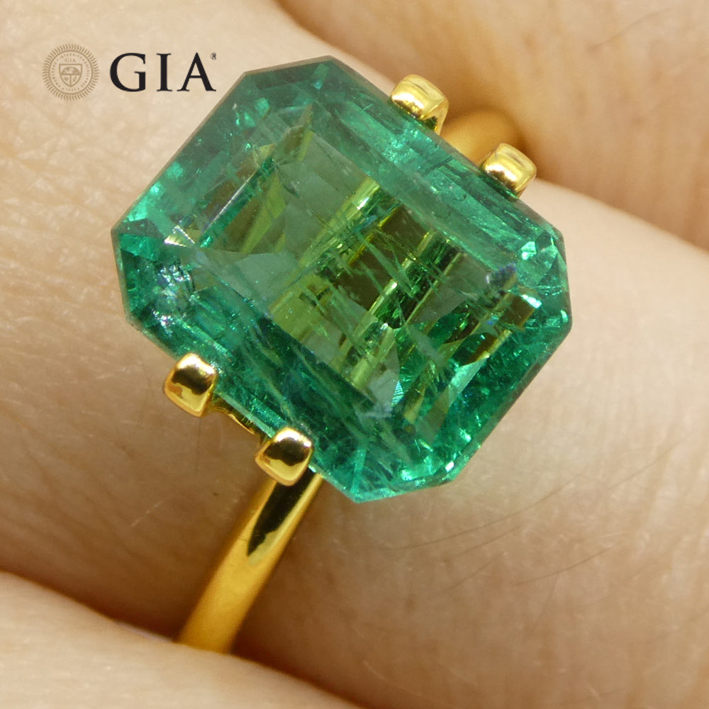 4.93ct Octagonal/Emerald Cut Green Emerald GIA Certified Zambia (F2) - Skyjems Wholesale Gemstones