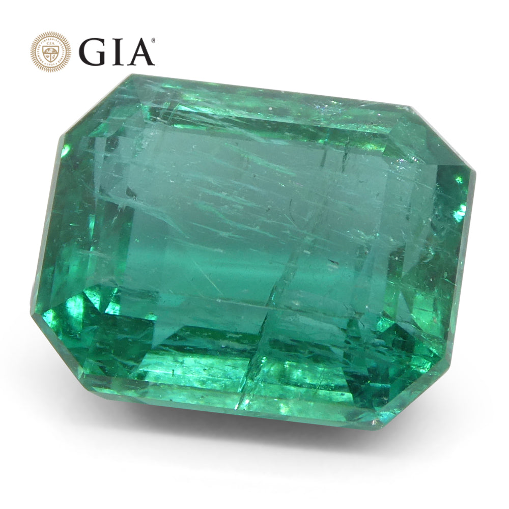 4.93ct Octagonal/Emerald Cut Green Emerald GIA Certified Zambia (F2) - Skyjems Wholesale Gemstones