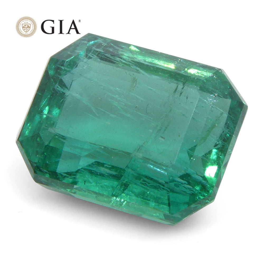 4.93ct Octagonal/Emerald Cut Green Emerald GIA Certified Zambia (F2) - Skyjems Wholesale Gemstones