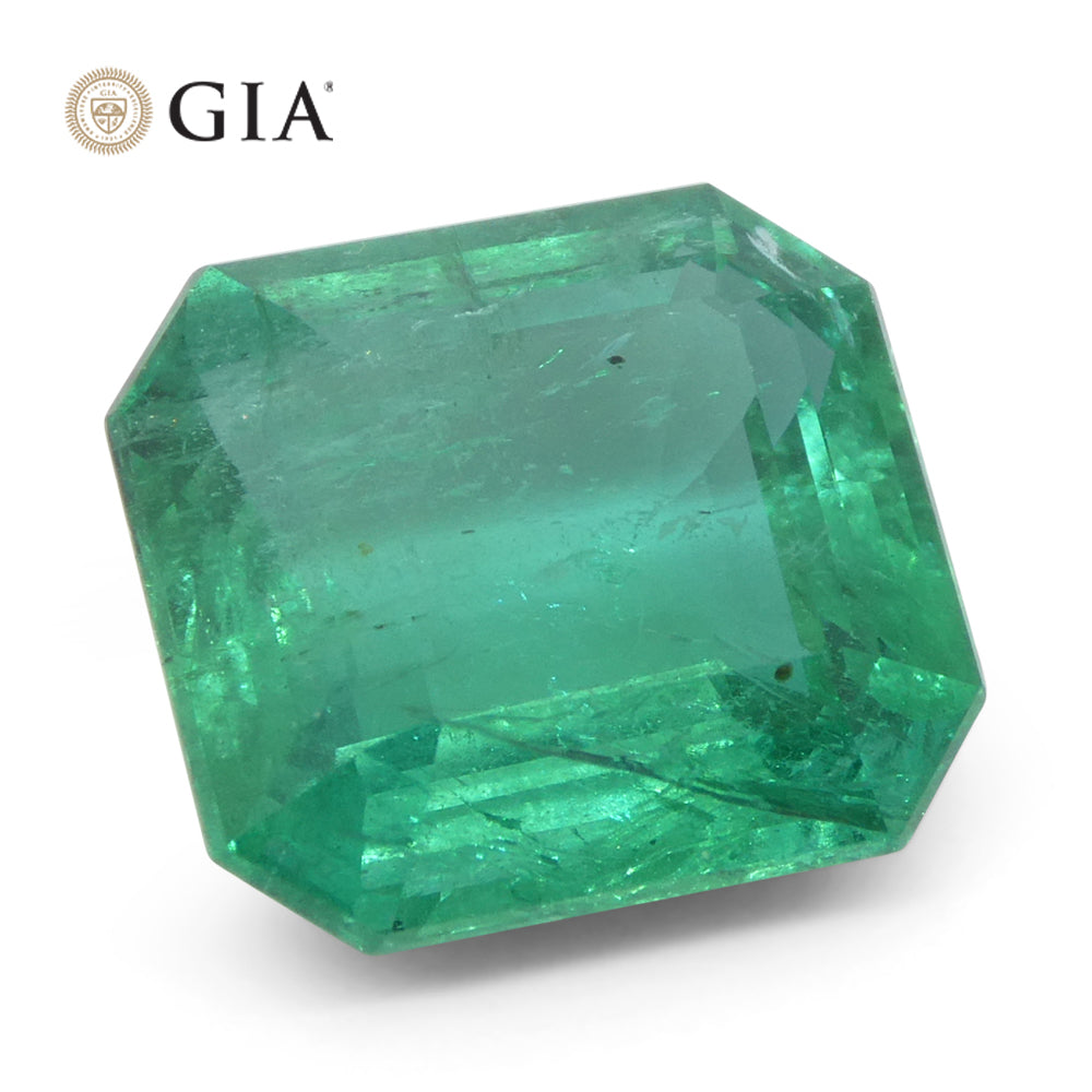 5.29ct Octagonal/Emerald Cut Green Emerald GIA Certified Zambia (F2) - Skyjems Wholesale Gemstones