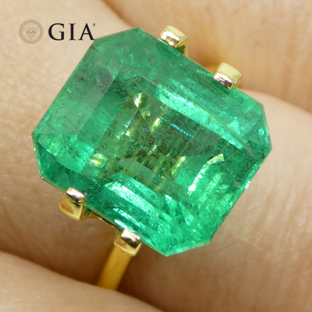 8.82ct Octagonal/Emerald Cut Green Emerald GIA Certified Zambia (F2) - Skyjems Wholesale Gemstones