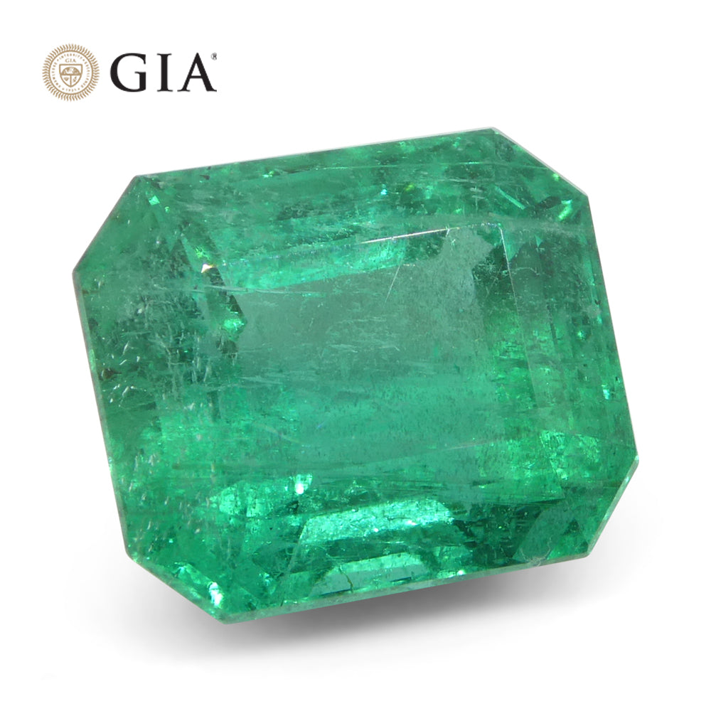 8.82ct Octagonal/Emerald Cut Green Emerald GIA Certified Zambia (F2) - Skyjems Wholesale Gemstones
