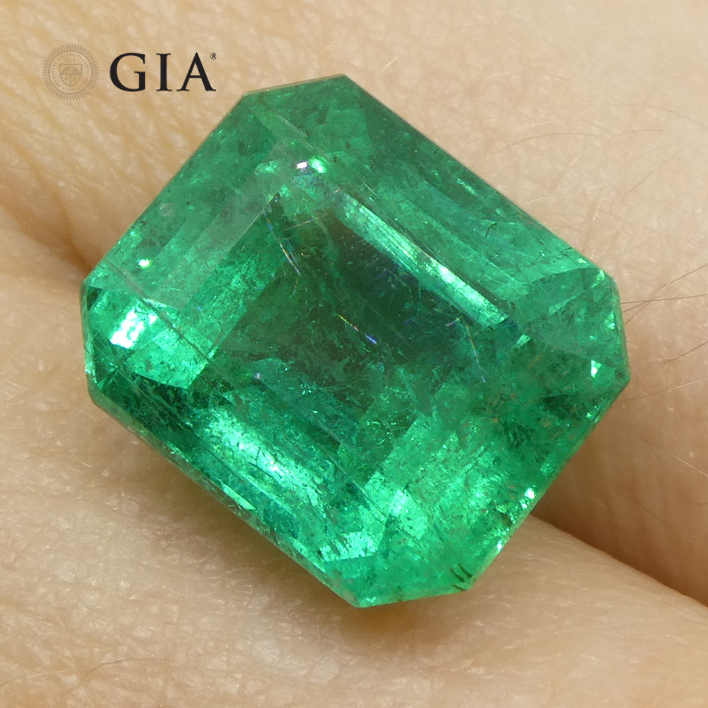 8.82ct Octagonal/Emerald Cut Green Emerald GIA Certified Zambia (F2) - Skyjems Wholesale Gemstones