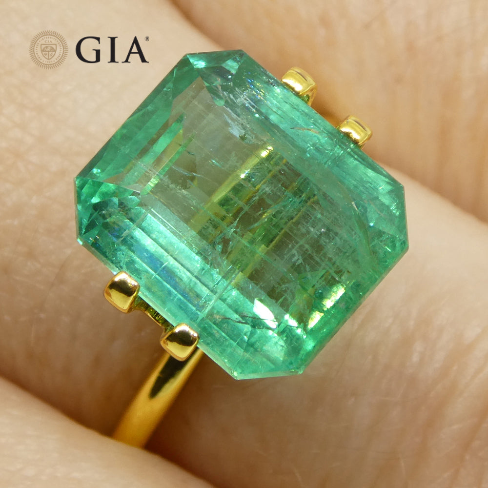 6.59ct Octagonal/Emerald Cut Green Emerald GIA Certified Zambia (F2) - Skyjems Wholesale Gemstones