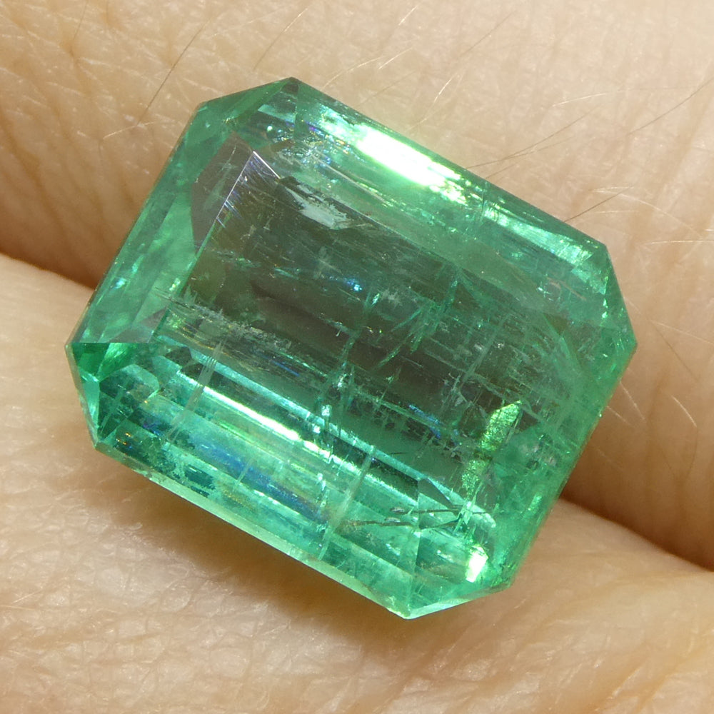 6.59ct Octagonal/Emerald Cut Green Emerald GIA Certified Zambia (F2) - Skyjems Wholesale Gemstones