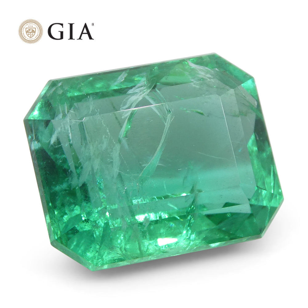 6.45ct Octagonal/Emerald Cut Green Emerald GIA Certified Zambia (F2) - Skyjems Wholesale Gemstones