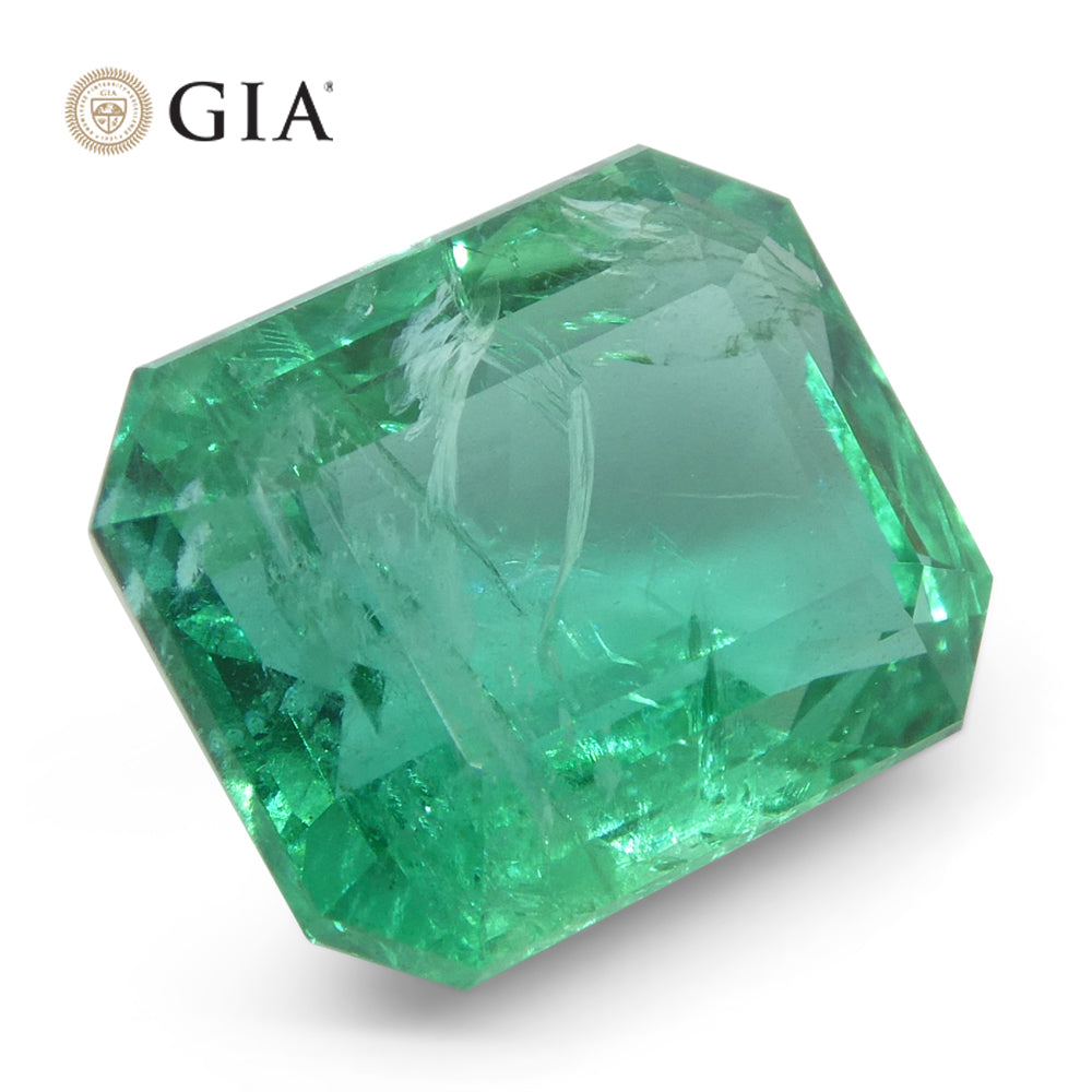 6.45ct Octagonal/Emerald Cut Green Emerald GIA Certified Zambia (F2) - Skyjems Wholesale Gemstones
