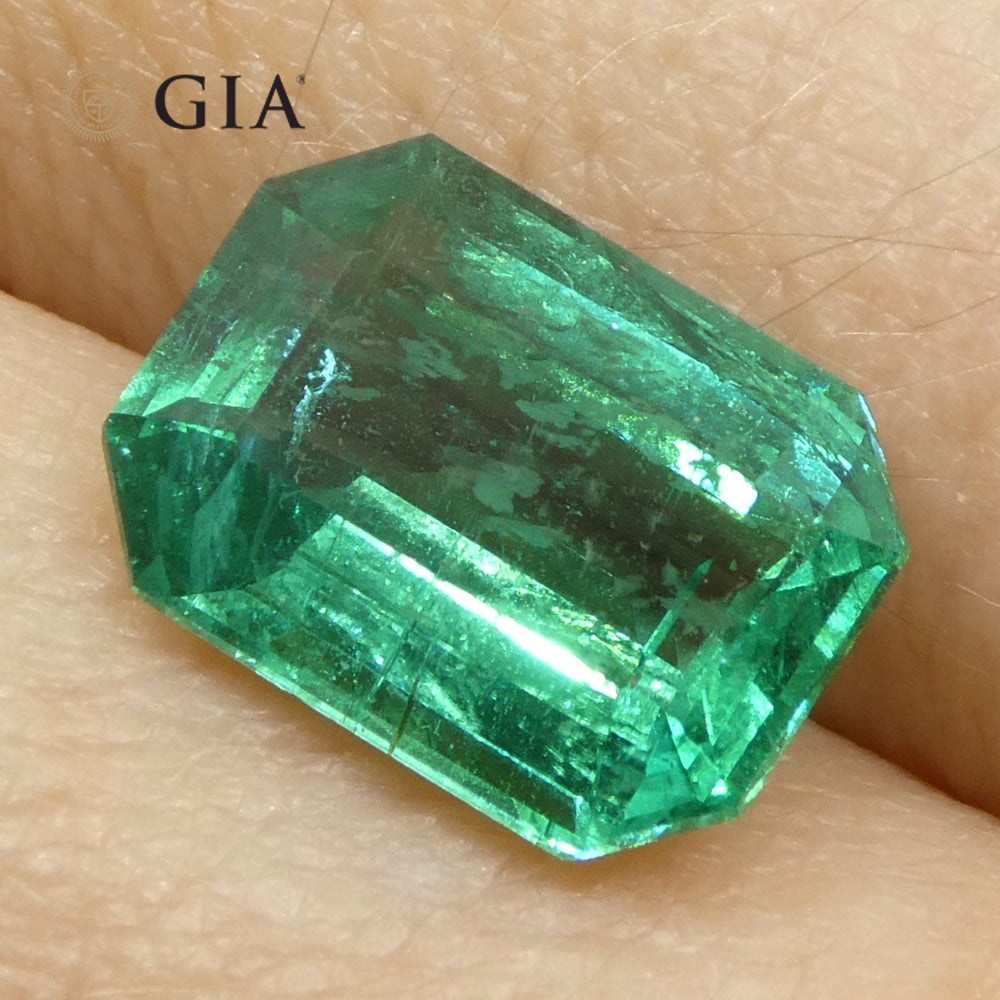 2.95ct Octagonal/Emerald Cut Green Emerald GIA Certified Zambia (F1) - Skyjems Wholesale Gemstones