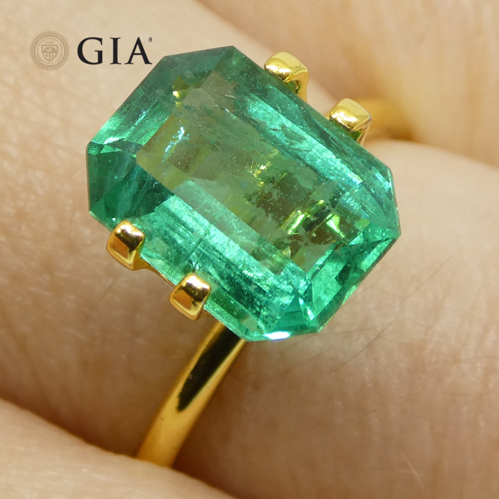 2.95ct Octagonal/Emerald Cut Green Emerald GIA Certified Zambia (F1) - Skyjems Wholesale Gemstones