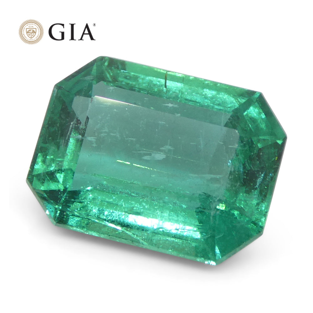 2.95ct Octagonal/Emerald Cut Green Emerald GIA Certified Zambia (F1) - Skyjems Wholesale Gemstones