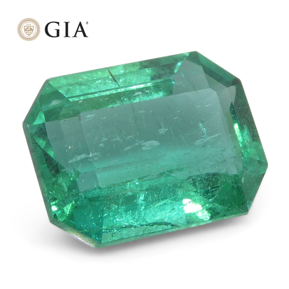 2.95ct Octagonal/Emerald Cut Green Emerald GIA Certified Zambia (F1) - Skyjems Wholesale Gemstones