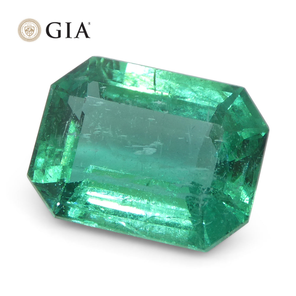 2.95ct Octagonal/Emerald Cut Green Emerald GIA Certified Zambia (F1) - Skyjems Wholesale Gemstones