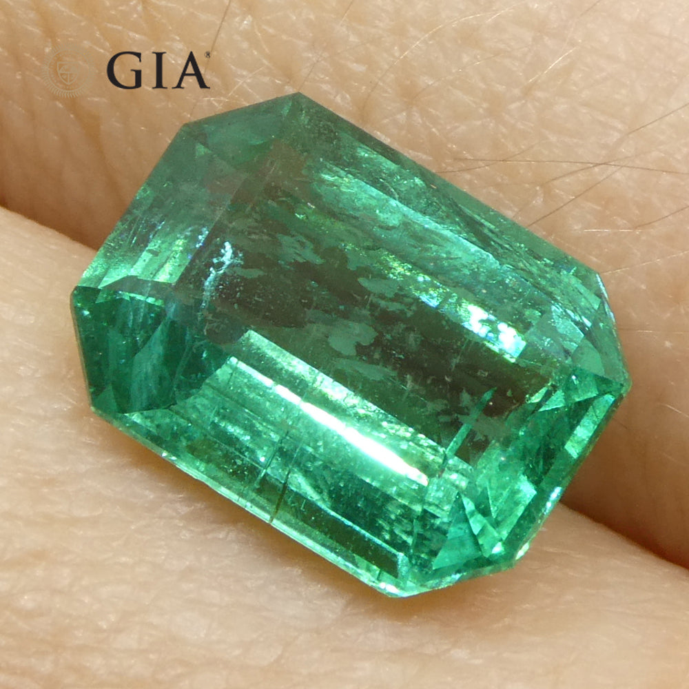 2.95ct Octagonal/Emerald Cut Green Emerald GIA Certified Zambia (F1) - Skyjems Wholesale Gemstones