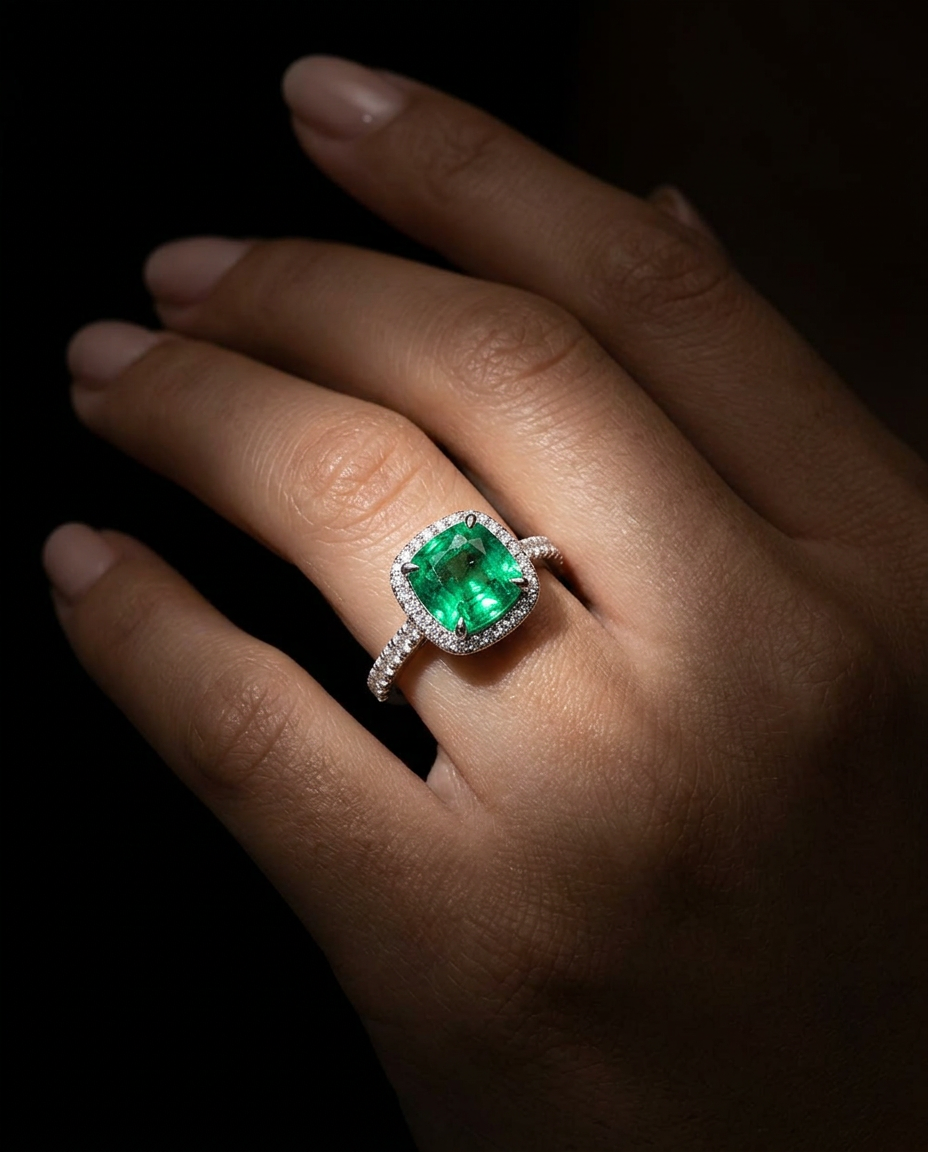 1.31ct Zambian emerald cushion cut, vivid green, eye clean GIA certified — Skyjems