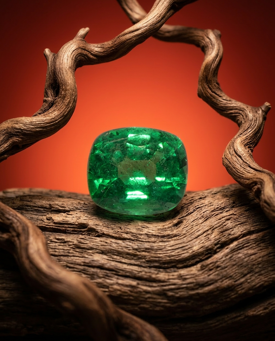 1.31ct cushion green emerald, vivid green, eye clean, GIA certified Zambia — Skyjems