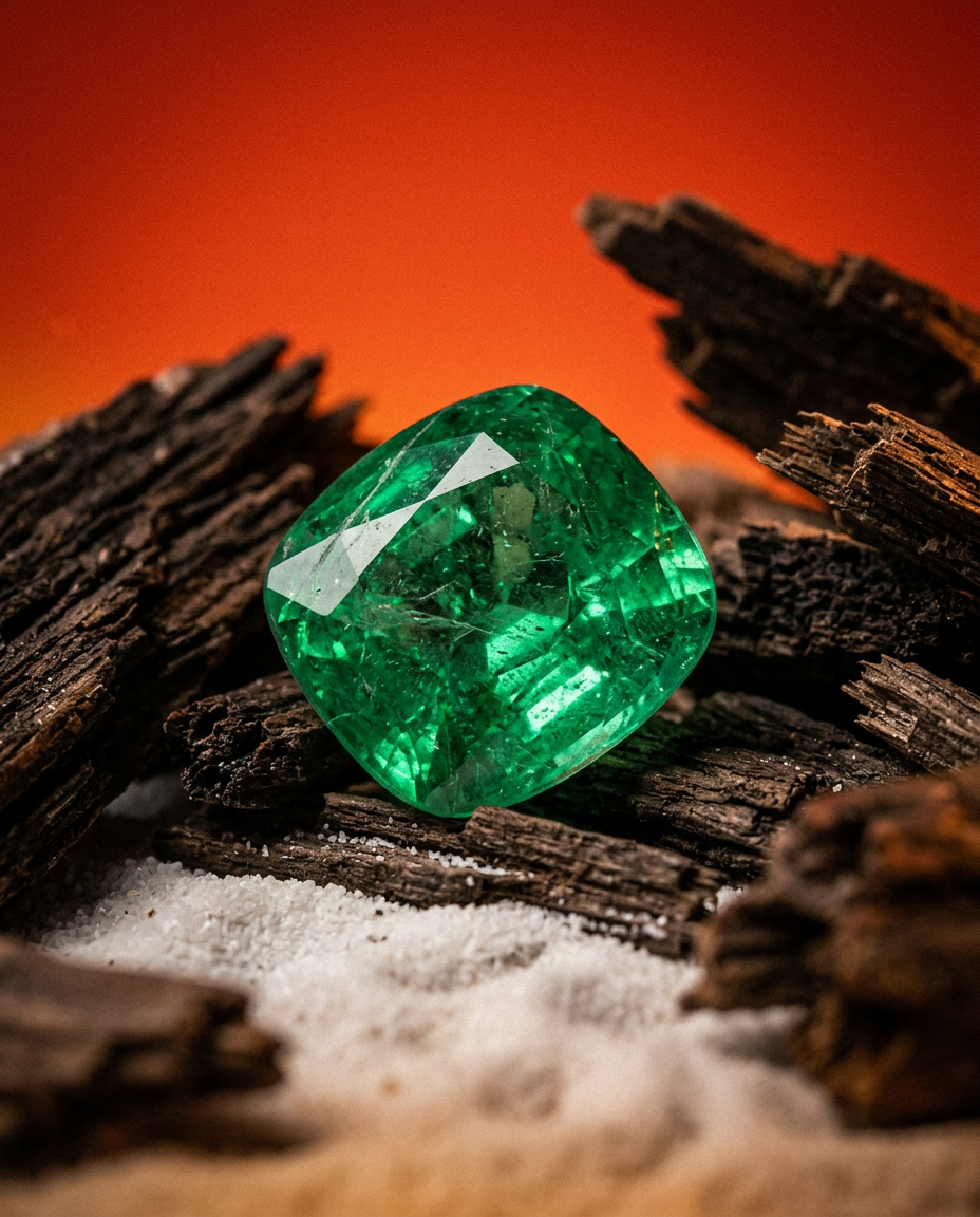1.31ct cushion green emerald, vivid green, eye clean, GIA certified Zambia — Skyjems