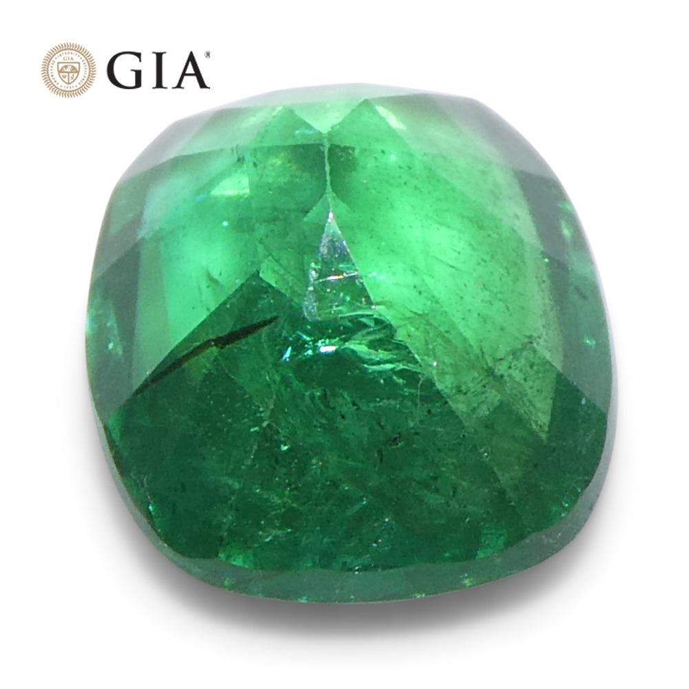 1.63ct Cushion Green Emerald GIA Certified Zambia (F2) - Skyjems Wholesale Gemstones