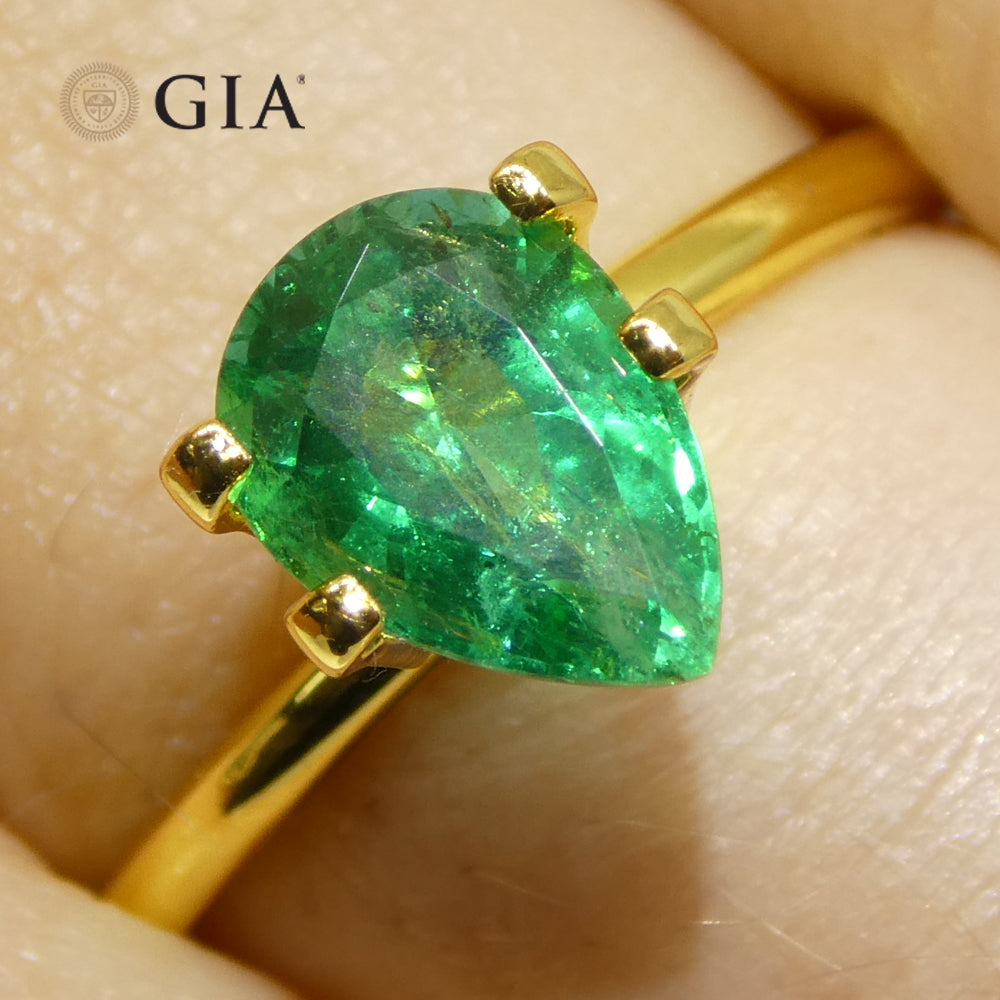 1.49ct Pear Green Emerald GIA Certified Zambia (F1) - Skyjems Wholesale Gemstones